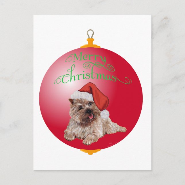 Cartão Postal De Festividades Enfeites de natal de Cairn Terrier (Frente)