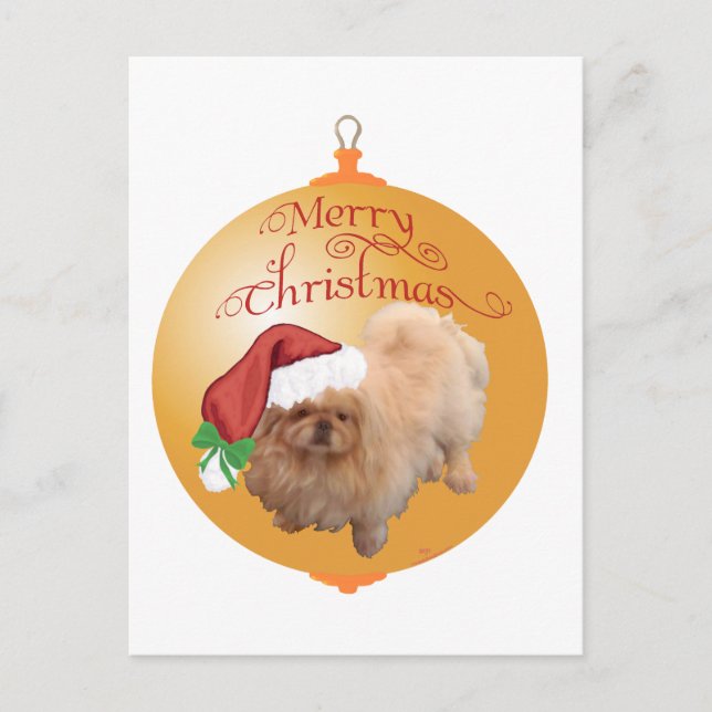 Cartão Postal De Festividades Enfeites de natal de Pekingese (Frente)