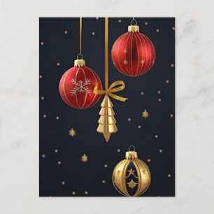 Cartão Postal De Festividades Enfeites de Natal Elegantes