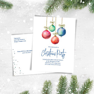 Cartão Postal De Festividades Enfeites de Natal em Aquarela Festa