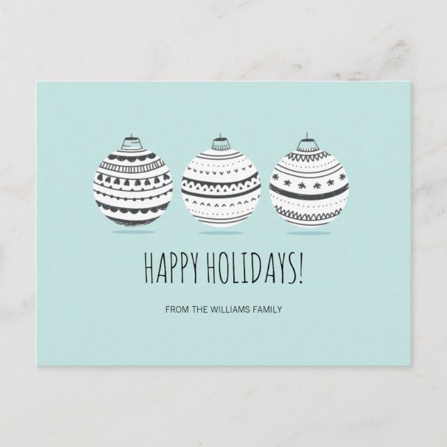 Cartão Postal De Festividades Enfeites de Natal Postais de Férias (Frente)