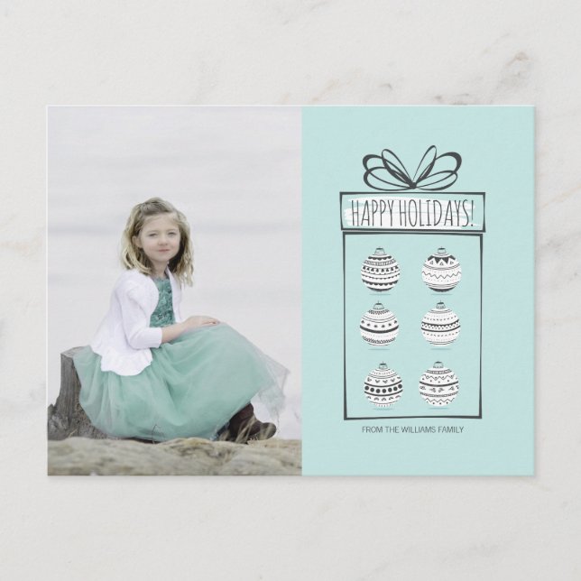 Cartão Postal De Festividades Enfeites de Natal Postcard de Foto de Férias (Frente)