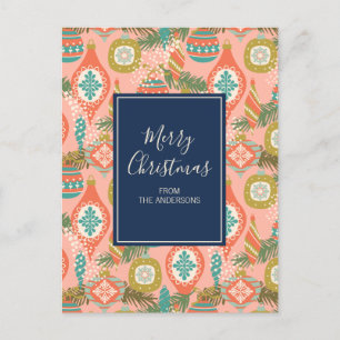 Cartão Postal De Festividades Enfeites de natal retrorreflectores coloridos