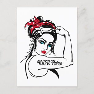 Cartão Postal De Festividades Enfermeira da UTIN Rosie The Riveter Pin Up