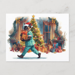 Cartão Postal De Festividades Enfermeira de Natal de Dação para os Apaixonados d