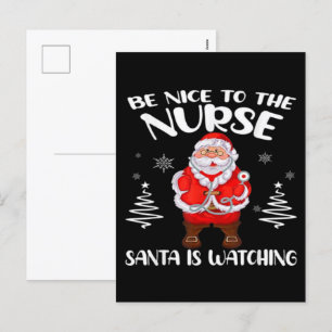 Cartão Postal De Festividades Enfermeira Papai Noel