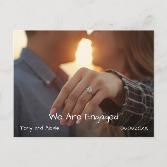 Cartão Postal De Festividades Engagement Photo Announcement Card (Frente)