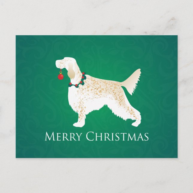 Cartão Postal De Festividades English Setter Felry Christmas Design (Frente)