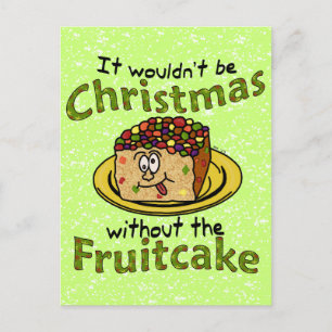 Cartão Postal De Festividades Engraçado Cartoon Fruitcake de Natal