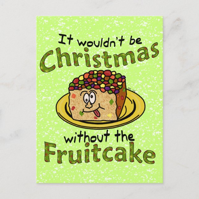 Cartão Postal De Festividades Engraçado Cartoon Fruitcake de Natal (Frente)