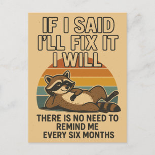 Cartão Postal De Festividades Engraçado consertar a citação de ti com Raccoon