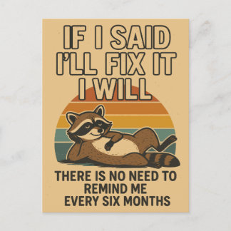 Cartão Postal De Festividades Engraçado consertar a citação de ti com Raccoon