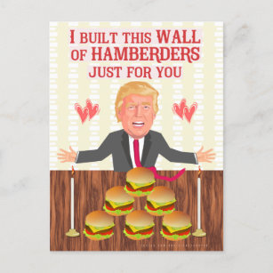 Cartão Postal De Festividades Engraçado Donald Trump Hamberders Dia de os namora