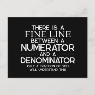 Cartão Postal De Festividades Engraçado Estudante de Matemática, há uma fina lin