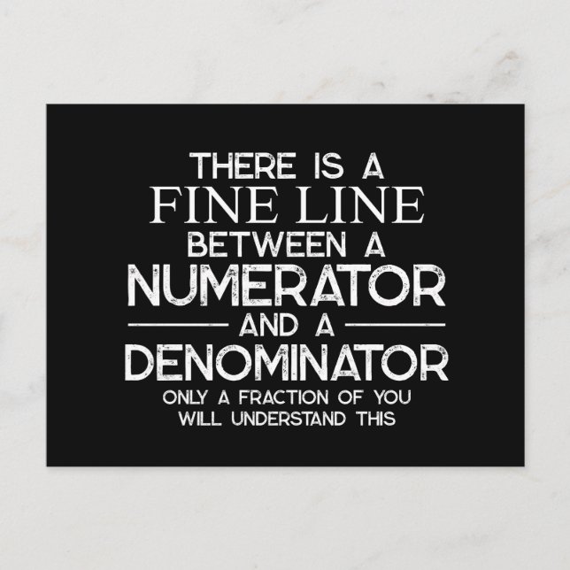 Cartão Postal De Festividades Engraçado Estudante de Matemática, há uma fina lin (Frente)