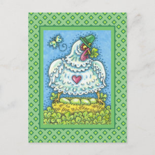CARTÃO POSTAL DE FESTIVIDADES ENGRAÇADO IRLANDÊS HEN, OVOS VERDES E XINAS DE S