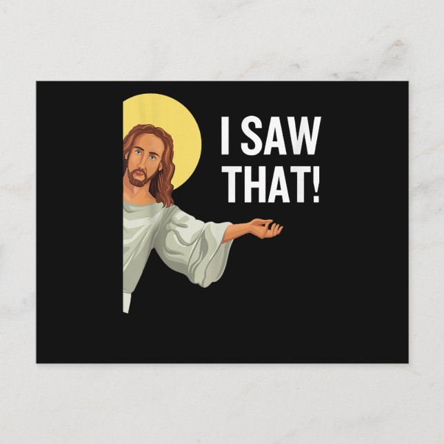 Cartão Postal De Festividades Engraçado Jesus Meme Eu Vi Que Christian Cote Deus (Frente)