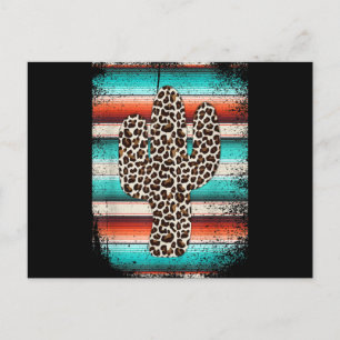 Cartão Postal De Festividades Engraçado Leopardo Cactus Serape Cactus impressão 