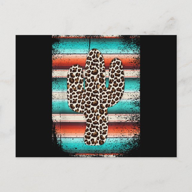 Cartão Postal De Festividades Engraçado Leopardo Cactus Serape Cactus impressão  (Frente)