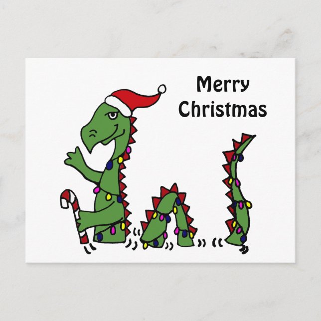 Cartão Postal De Festividades Engraçado Loch Ness Monster no Natal (Frente)
