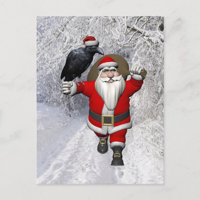 Cartão Postal De Festividades Engraçado Papai Noel ama Ravens (Frente)