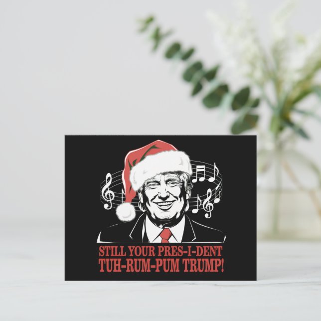 Cartão Postal De Festividades Engraçado Presidente Trump Pajamas Ugly Xmas (Em pé/Frente)
