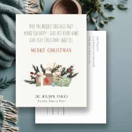 Cartão Postal De Festividades Engraçado Receber Presentes De Natal Te Faz Feliz