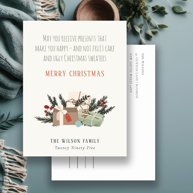 Cartão Postal De Festividades Engraçado Receber Presentes De Natal Te Faz Feliz (Criador carregado)