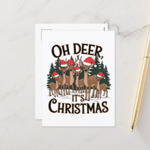 Cartão Postal De Festividades Engraçado Reindeer de palavras