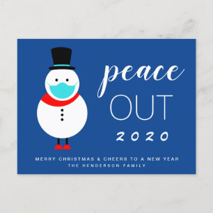 Cartão Postal De Festividades Engraçado Snowman Máscara Natal Ano Novo