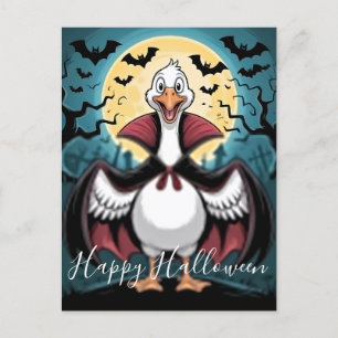 Cartão Postal De Festividades Engraçado Vampiro Goose Halloween