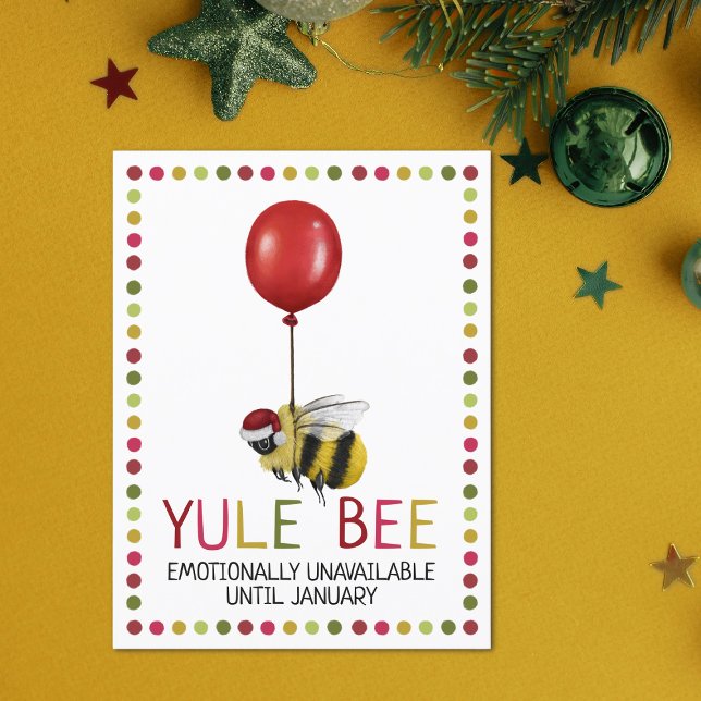 Cartão Postal De Festividades Engraçado Yule Bee Indisponível Até o Natal de jan (Criador carregado)