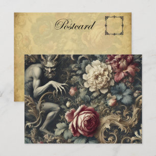 Cartão Postal De Festividades Entregue-nos da Decadência - Design Floral Gótico