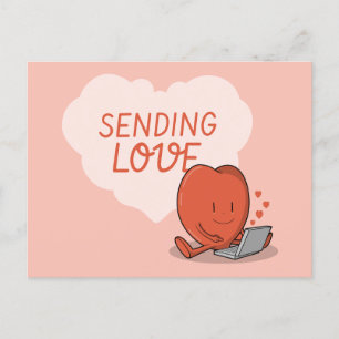 Cartão Postal De Festividades Enviando amor - Coração no teclado