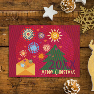 Cartão Postal De Festividades Enviando Amor - Feliz Natal - Feliz Púrpura Verme