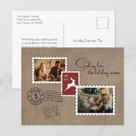 Cartão Postal De Festividades Enviando Duas Fotografias Do Amor