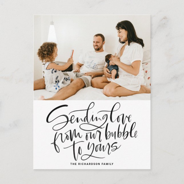 Cartão Postal De Festividades Envio Preto Amor de Nossa Bolha para a Sua Foto (Frente)