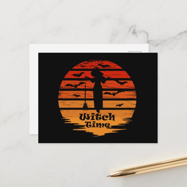 Cartão Postal De Festividades Época das bruxas do Halloween (Frente/Verso In Situ)