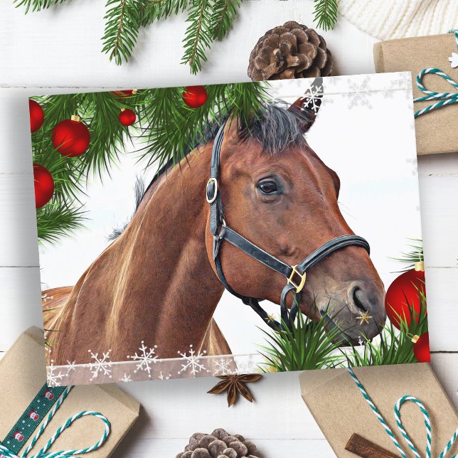 Cartão Postal De Festividades Equestre Feliz Natal Equino Cute Pony Equestrian (Criador carregado)