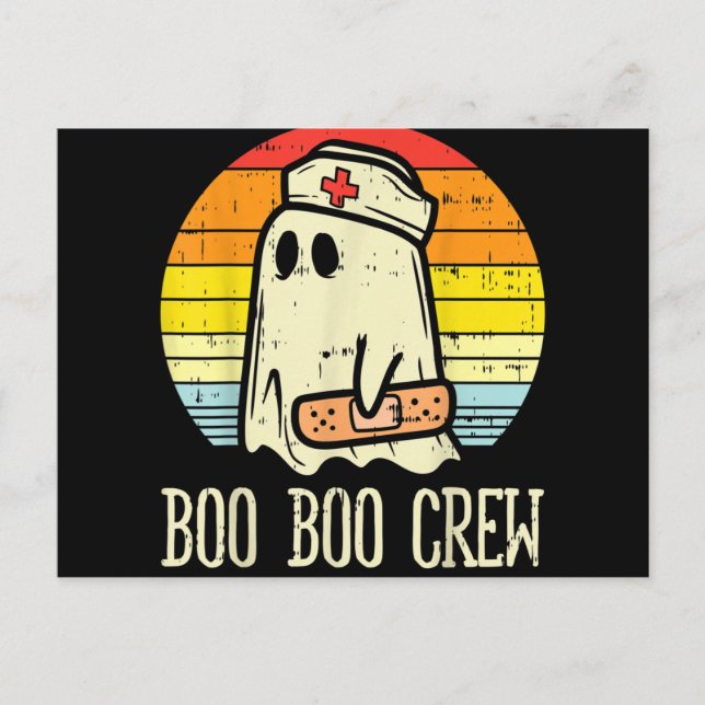 Cartão Postal De Festividades Equipe Boo Boo Enfermeira Halloween Para Enfermeir (Frente)