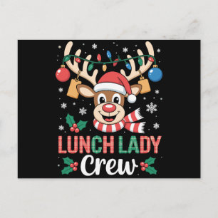 Cartão Postal De Festividades Equipe da Senhora do Almoço Rena de Natal Luzes de