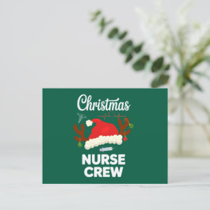 Cartão Postal De Festividades Equipe de Enfermeira de Natal Chapéu do Papai Noel