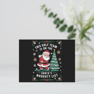Cartão Postal De Festividades Equipe De Golf Está Na Lista De Papais noeis, Papa