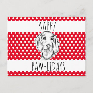 Cartão Postal De Festividades esboço desenhado à mão de cachorro dachshund preto