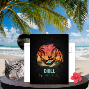 Cartão Postal De Festividades Escape tropical de Gato Legal e Sonhador