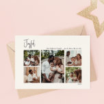 Cartão Postal De Festividades Escrita de Natal Moderna e alegre Cinco Fotos<br><div class="desc">Este cartão postal de Natal alegre e moderno, de cinco fotos, é perfeito para o seu chique minimalista, preto e branco. A caligrafia manuscrita branca é delicada e rústica enquanto permanece elegante e elegante. A design reflete um simples dia de inverno todo-branco e evoca memórias de uma vida mais simplista....</div>