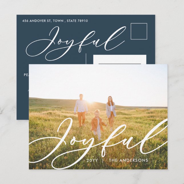 Cartão Postal De Festividades Escrita fotográfica moderna e mínima 1 elegante (Frente/Verso)