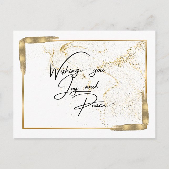Cartão Postal De Festividades Escrito Elegante desejando a sua alegria e paz (Frente)