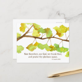 Cartão Postal De Festividades Escritura 1 Crônicas 29 13 Ramo Folha Ginkgo