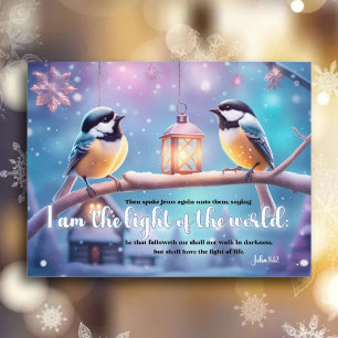 Cartão Postal De Festividades Escritura KJV Chickadees Natal Cristão